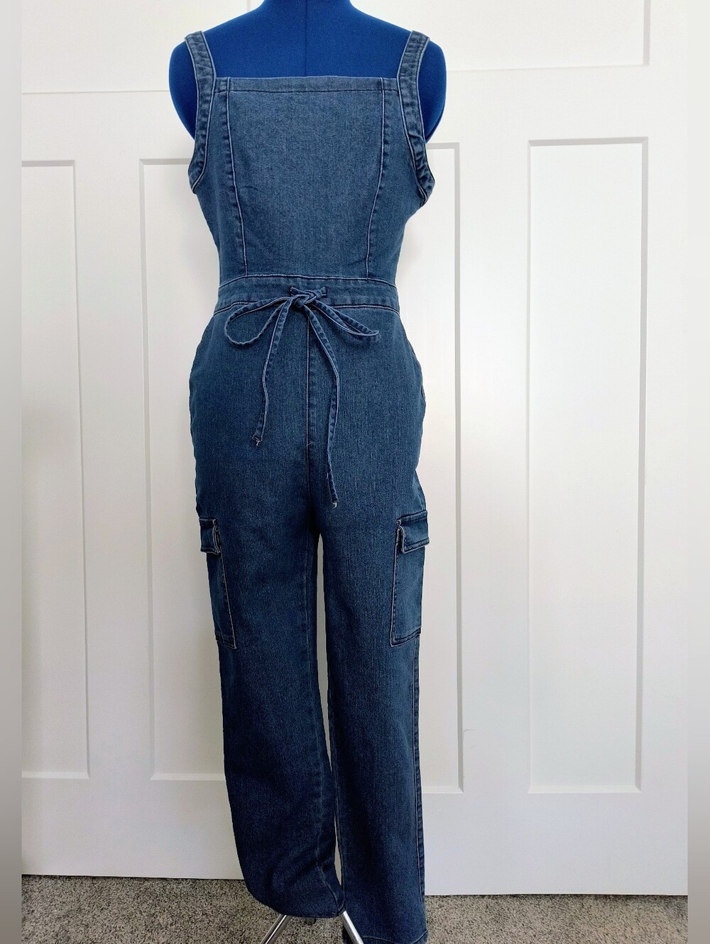 Tinseltown Blue Denim Tie-Waist Jumpsuit